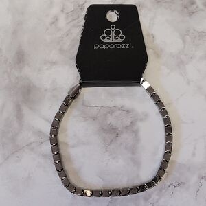 Paparazzi‎ Box Chain Bracelet Gunmetal Gray 11" Minimalist Simple Basic Staple
